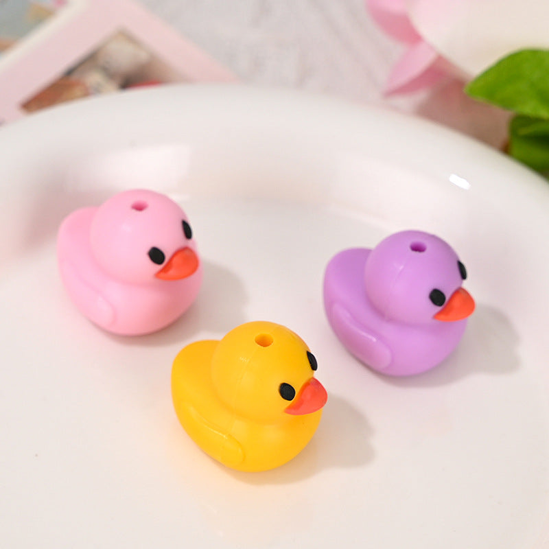 Wholesale 10pcs/pack Cute 3D duck rubber beads