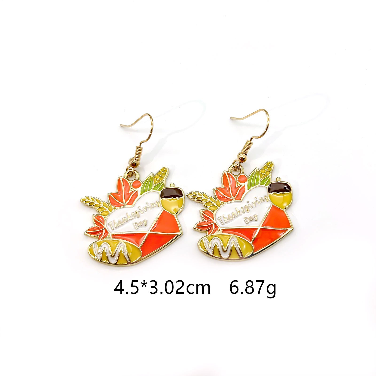 Wholesale Thanksgiving Earrings With Cartoon  Maple Leaf Sunflower Pumpkin Design Zinc Alloy Fall Harvest Jewelry Accessory For Parties