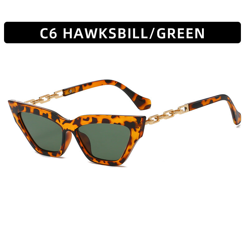 Wholesale PC Chain Cat Eye Retro Small Frame Sunglasses