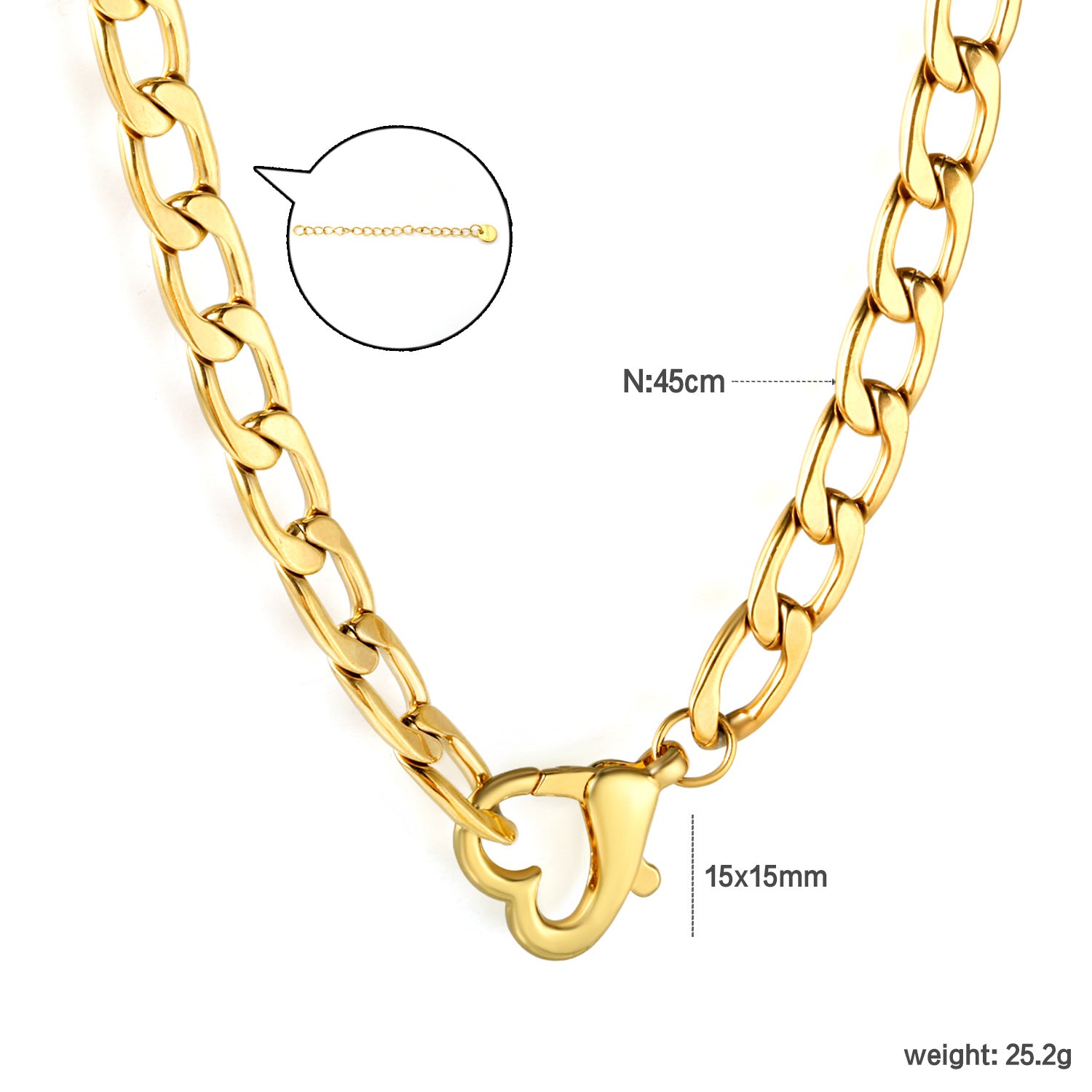 Wholesale 18k Gold-Plated Heart Pendant Stainless Steel Necklace
