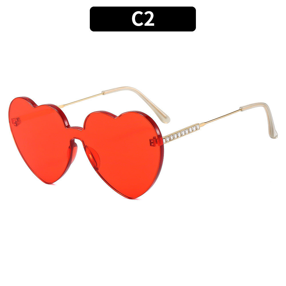Wholesale Frameless Heart Heart Metal Leg PC Sunglasses