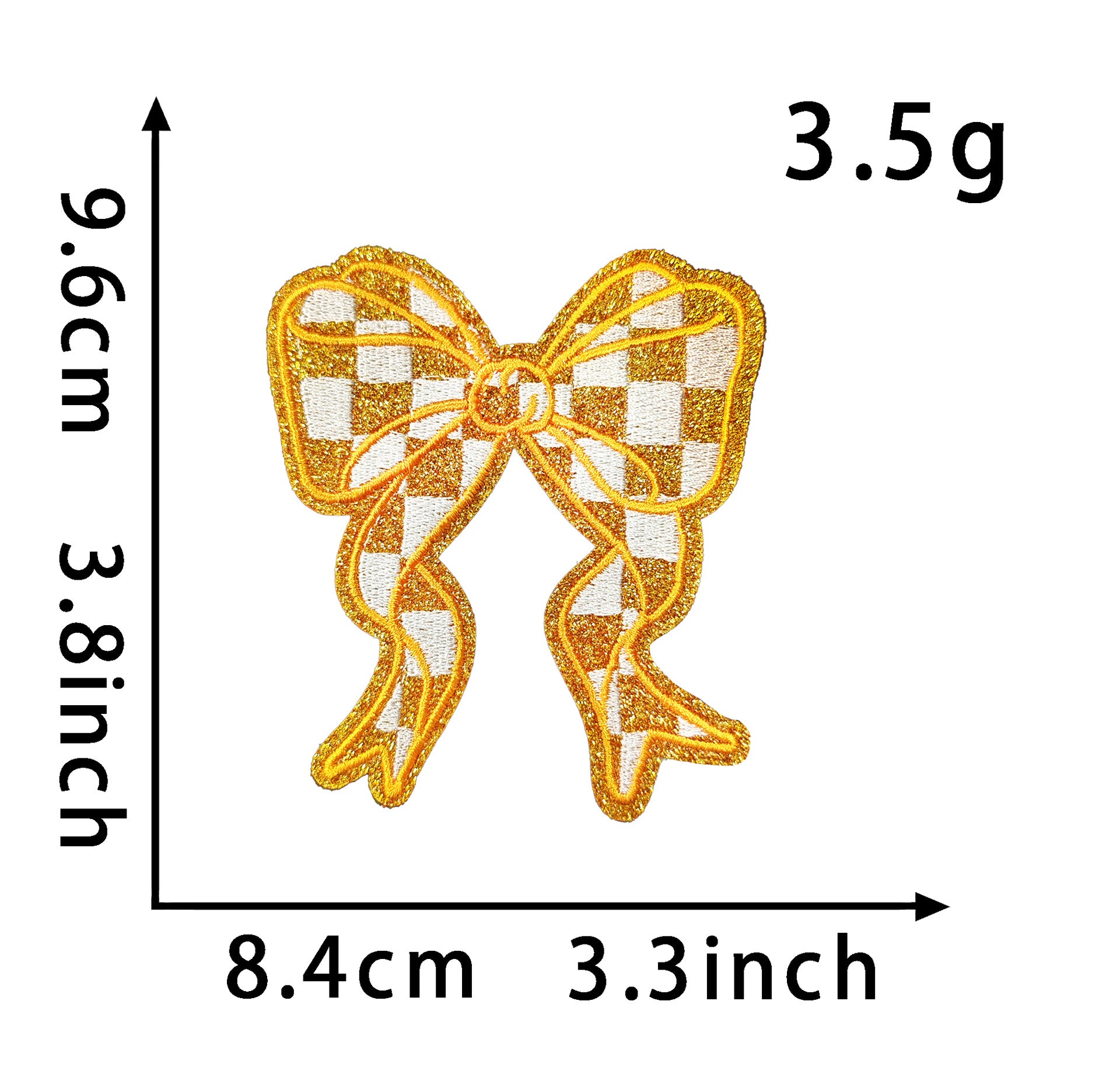 Wholesale Polyester Embroidered Plaid Bow Patches DIY Iron On Back Adhesive Craft Supply For Clothing