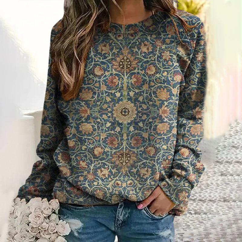 Wholesale Floral Printed Long Sleeved Women's Polyester Hoodies