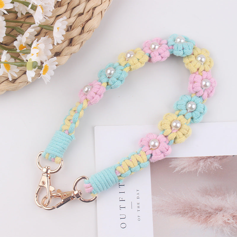 Wholesale Creative hand-woven daisy pearl water cup cup sleeve cup rope