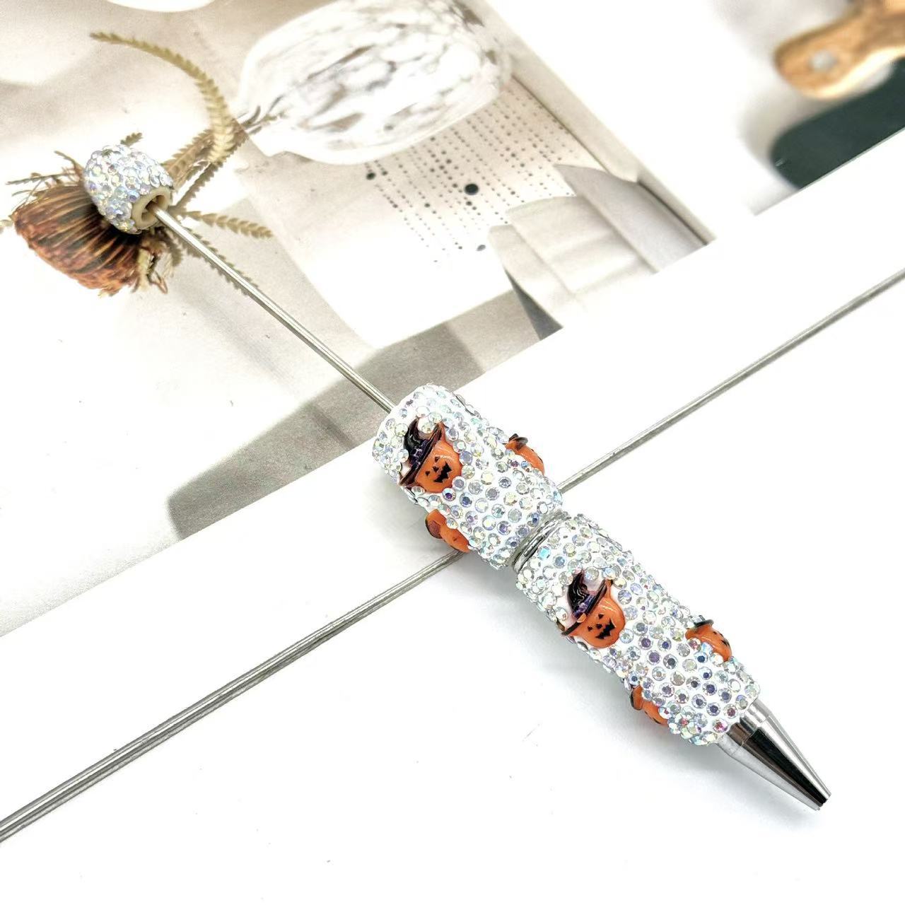Wholesale DIY Diamond Bead Pen Halloween Pumpkin Ballpoint Pen