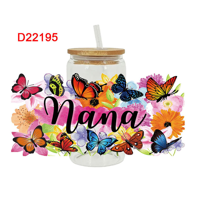 Wholesale Flower Butterfly Cat 16oz Cup UV DTF Wraps