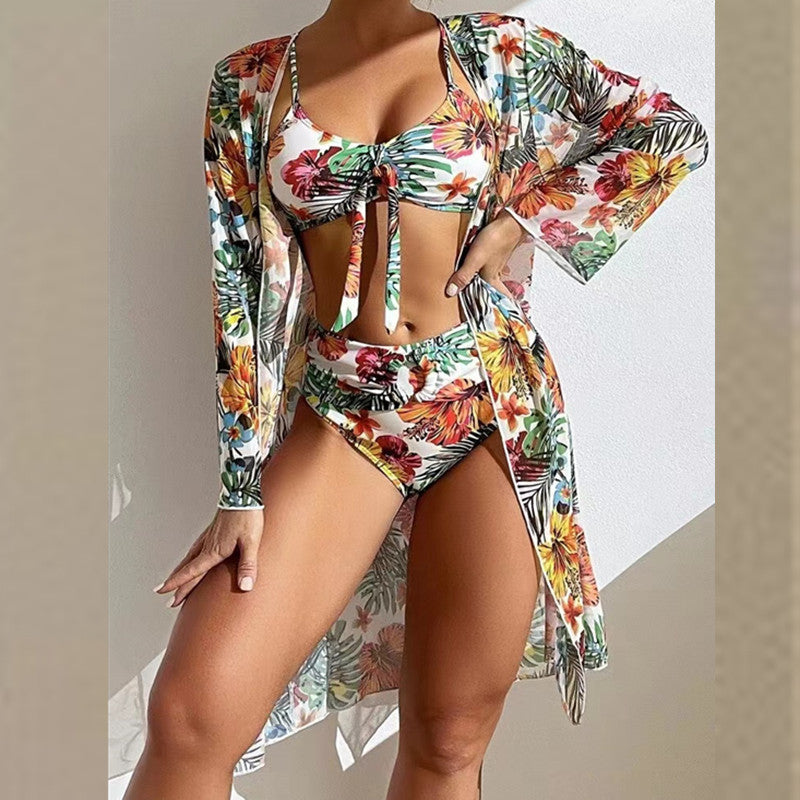 Wholesale Printed Three-piece Cover Up Polyester Swimwear