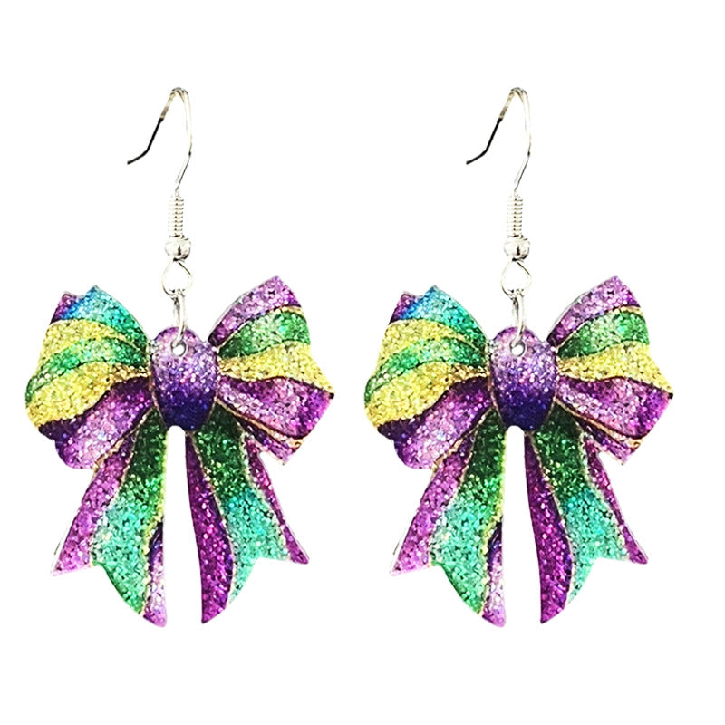 Wholesale Carnival Shining Parade Boots Map Bow Earrings