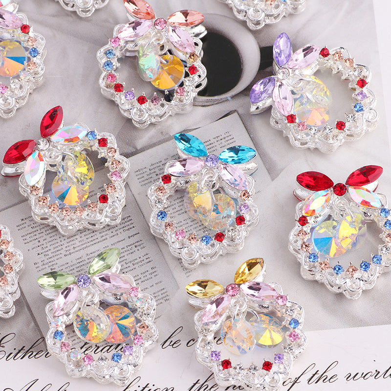Wholesale  Random 5pcs/pack  bow-shaped crystal alloy rhinestone ball with straight hole Crystal Beads