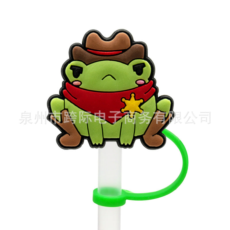 Wholesale 10 pcs Cartoon frog series straw cover straw cap silicone dust plug