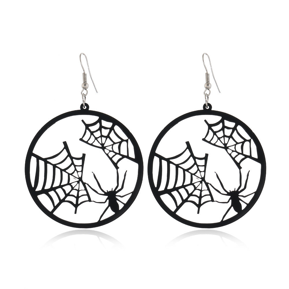 Wholesale Handmade Acrylic  Earrings Skull  Web Bat Design Trendy Jewelry Accessory For Party