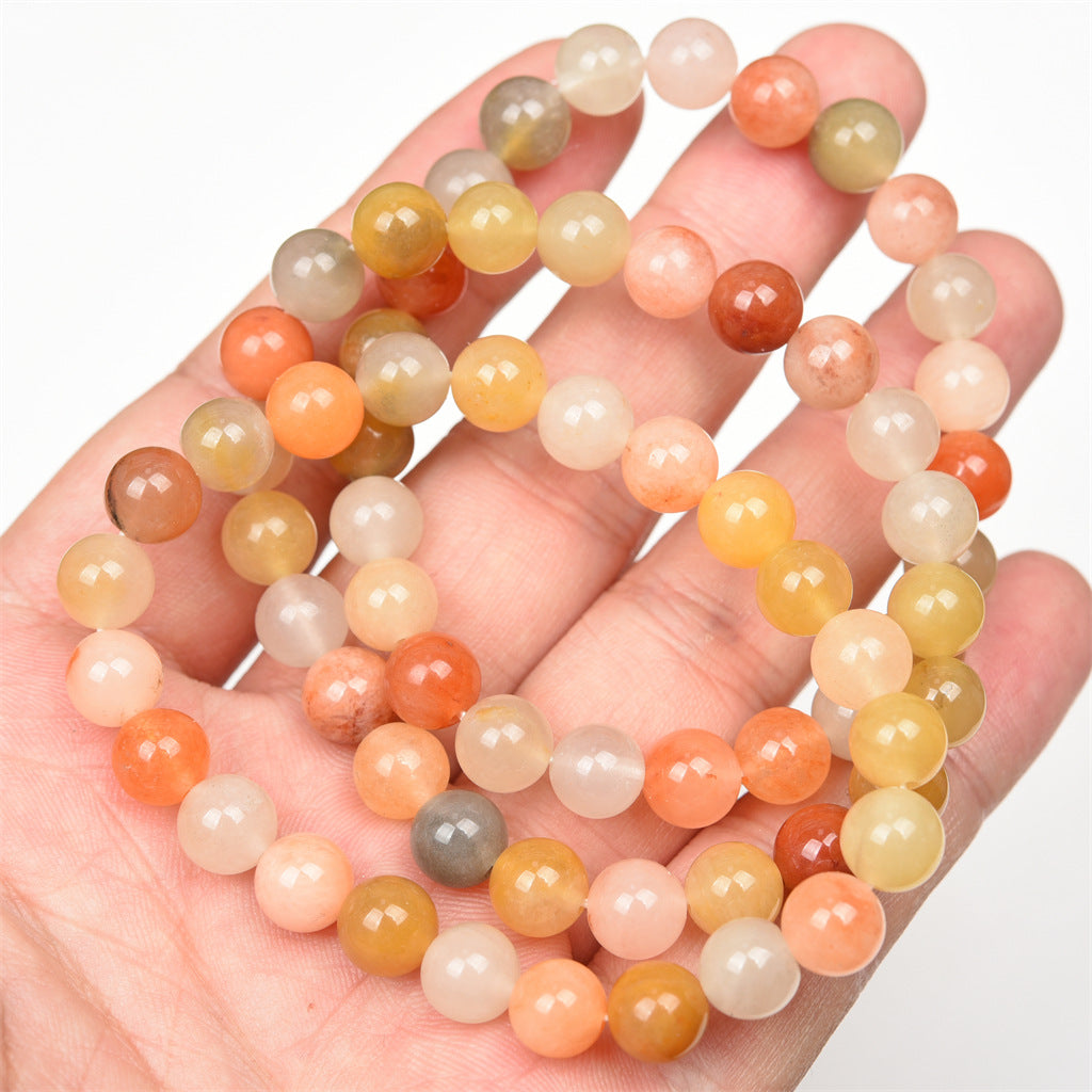 Wholesale Natural Gold Silk Jade Single Circle Round Bead Bracelet Bracelet