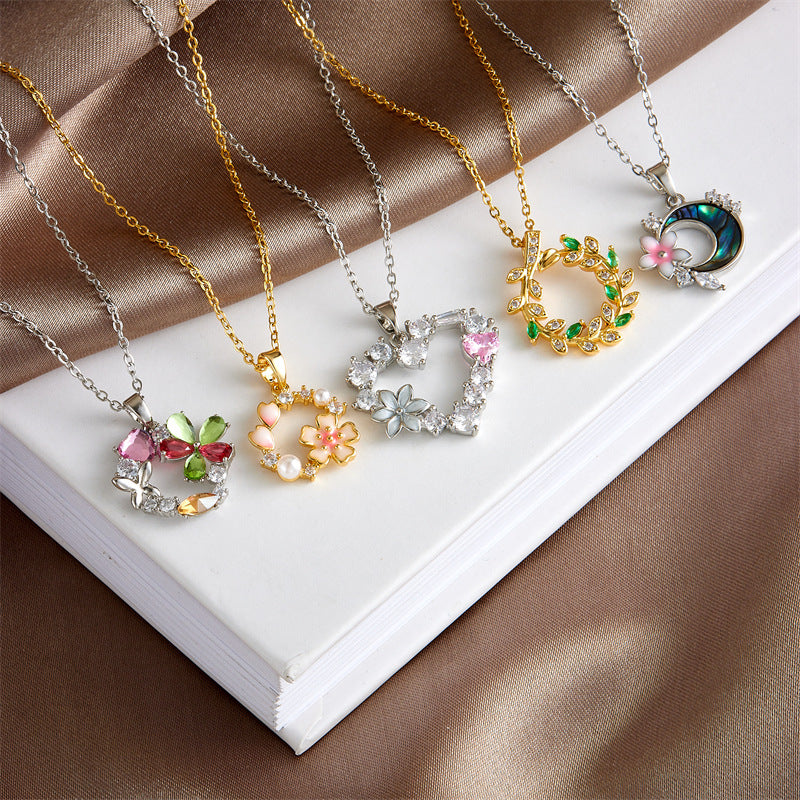 Wholesale love necklace flower pendant