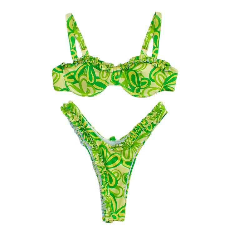 Wholesale Broken Flowers Bikini Split Swimwear