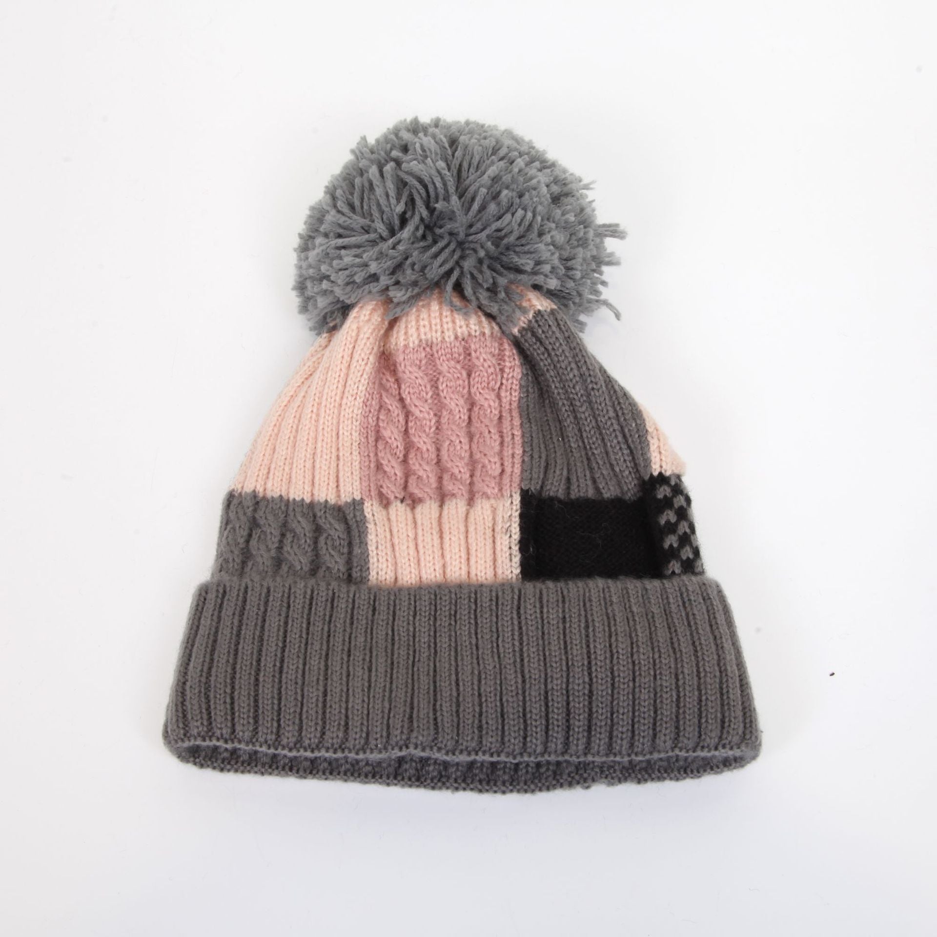 Wholesale Square Plaid Wool Ball Beanie