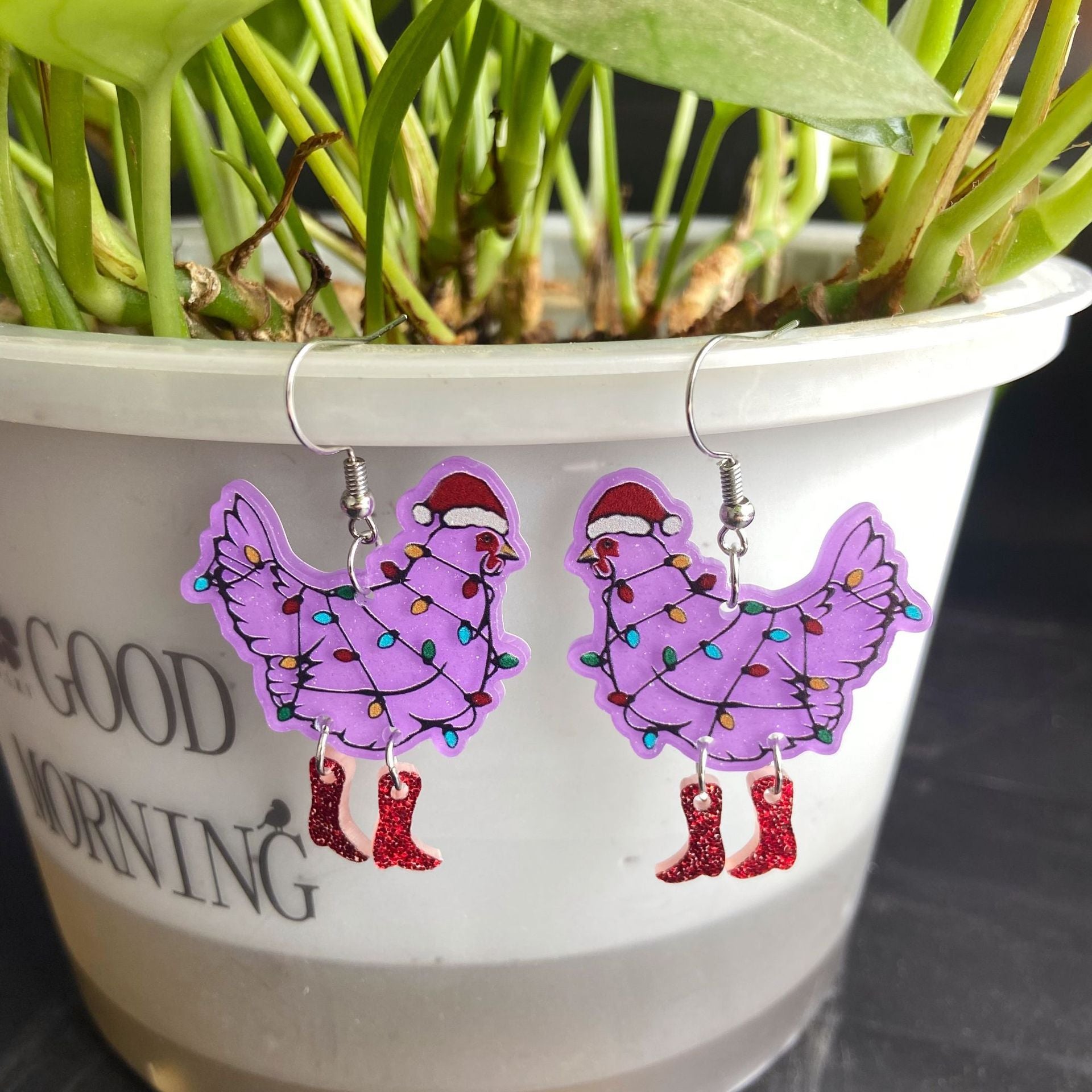 Wholesale Christmas colorful rooster earrings