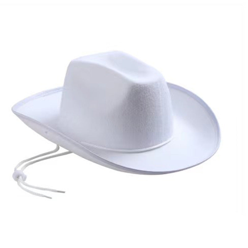 Wholesale White hemmed heavyweight rope buckle Dick western cowboy hat