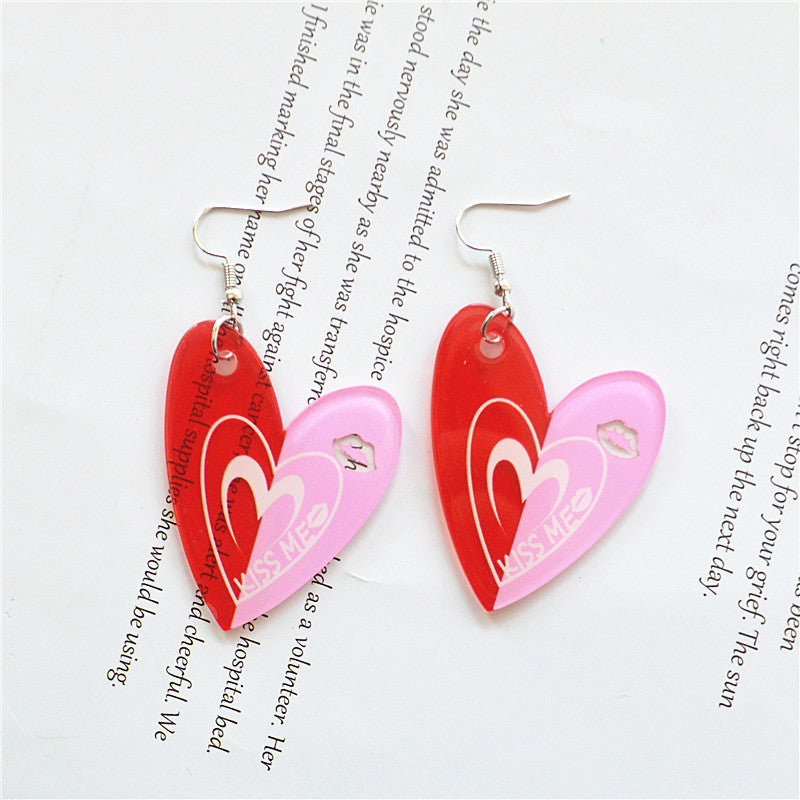 Wholesale  Red Heart Shape Red Lips Earrings