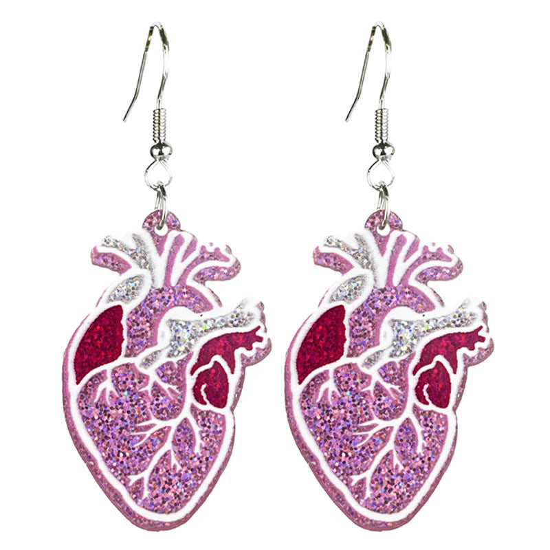 Wholesale Doctor Nurses Day Acrylic Pink Heart Nurses Clothing Stethoscope Fun Earrings