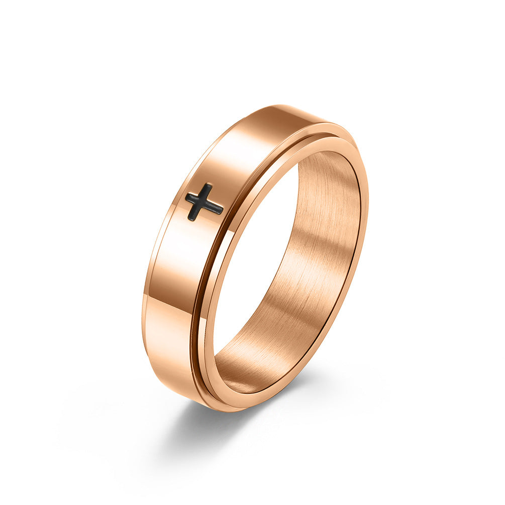Wholesale Cross rotatable stainless steel ring