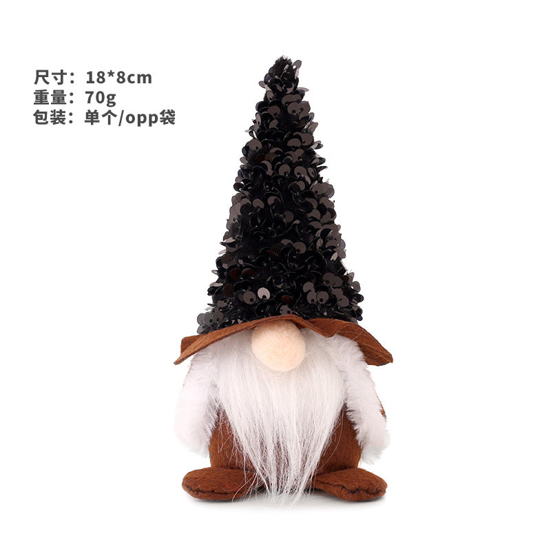 Wholesale Christmas Sequins Faceless Santa Claus Doll Gandalf Doll Non-woven Fabric Ornament
