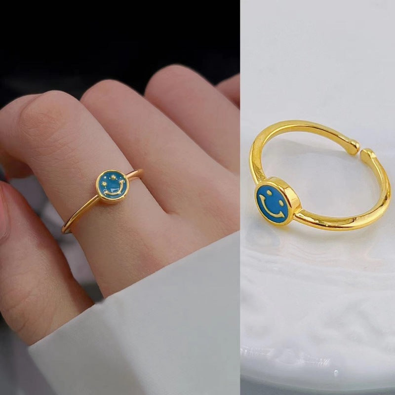 Anillos de cobre de cara sonriente colorido al por mayor