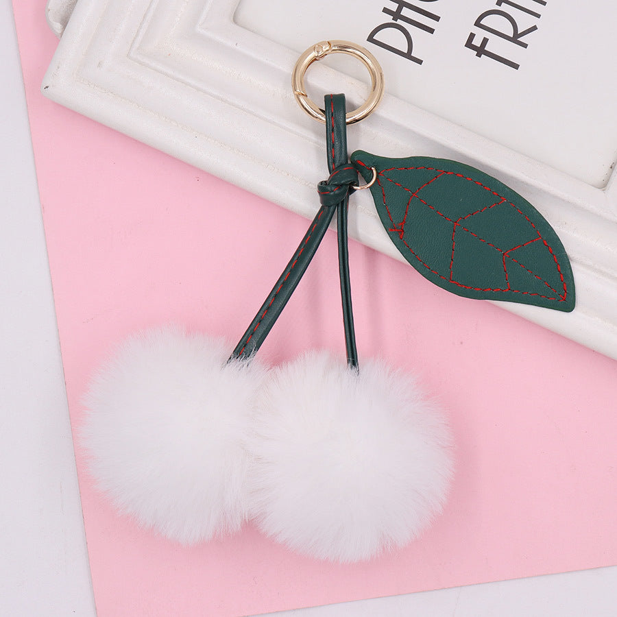 Wholesale Fruit Cherry Hairy Ball Book Bag Pendant Car Keychains