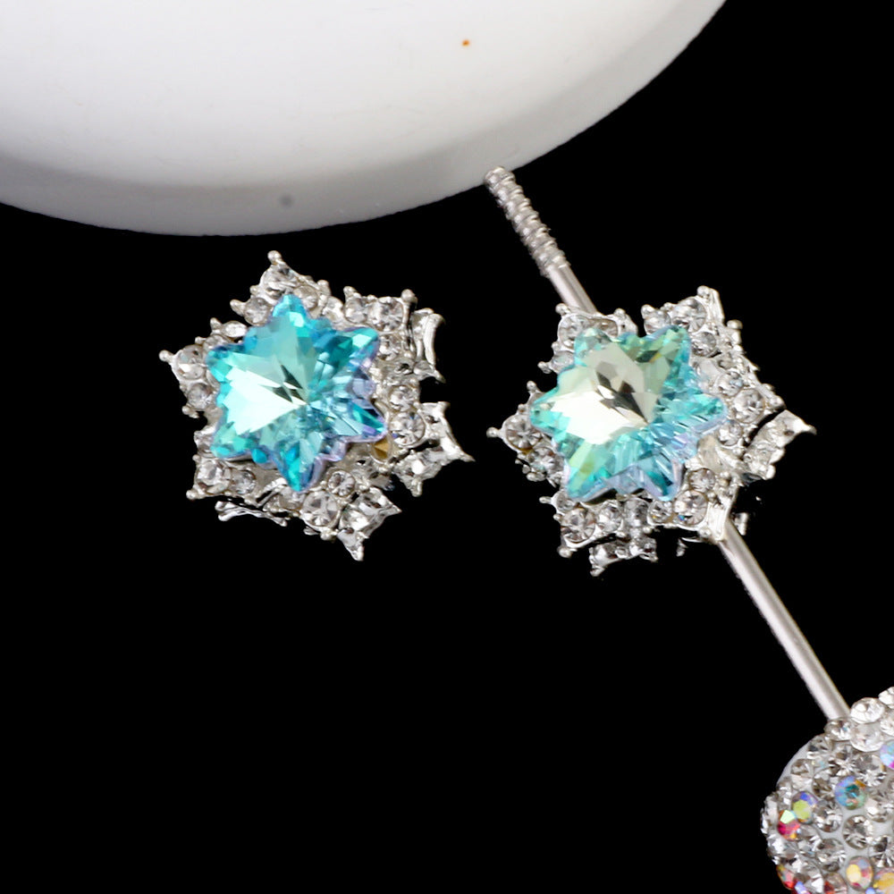 Wholesale Double-sided Alloy Hexagonal Star Snowflake Zircon Straight Hole Beads