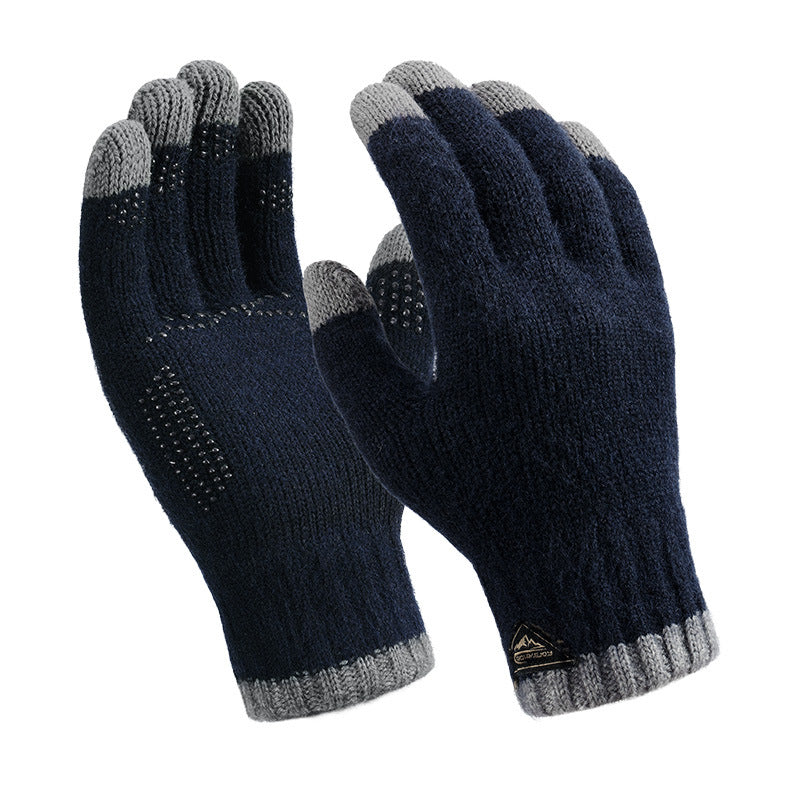 Wholesale Winter Warm Knitted Outdoor Cycling Windproof Breathable Touch Screen Double Layer Thickened Gloves