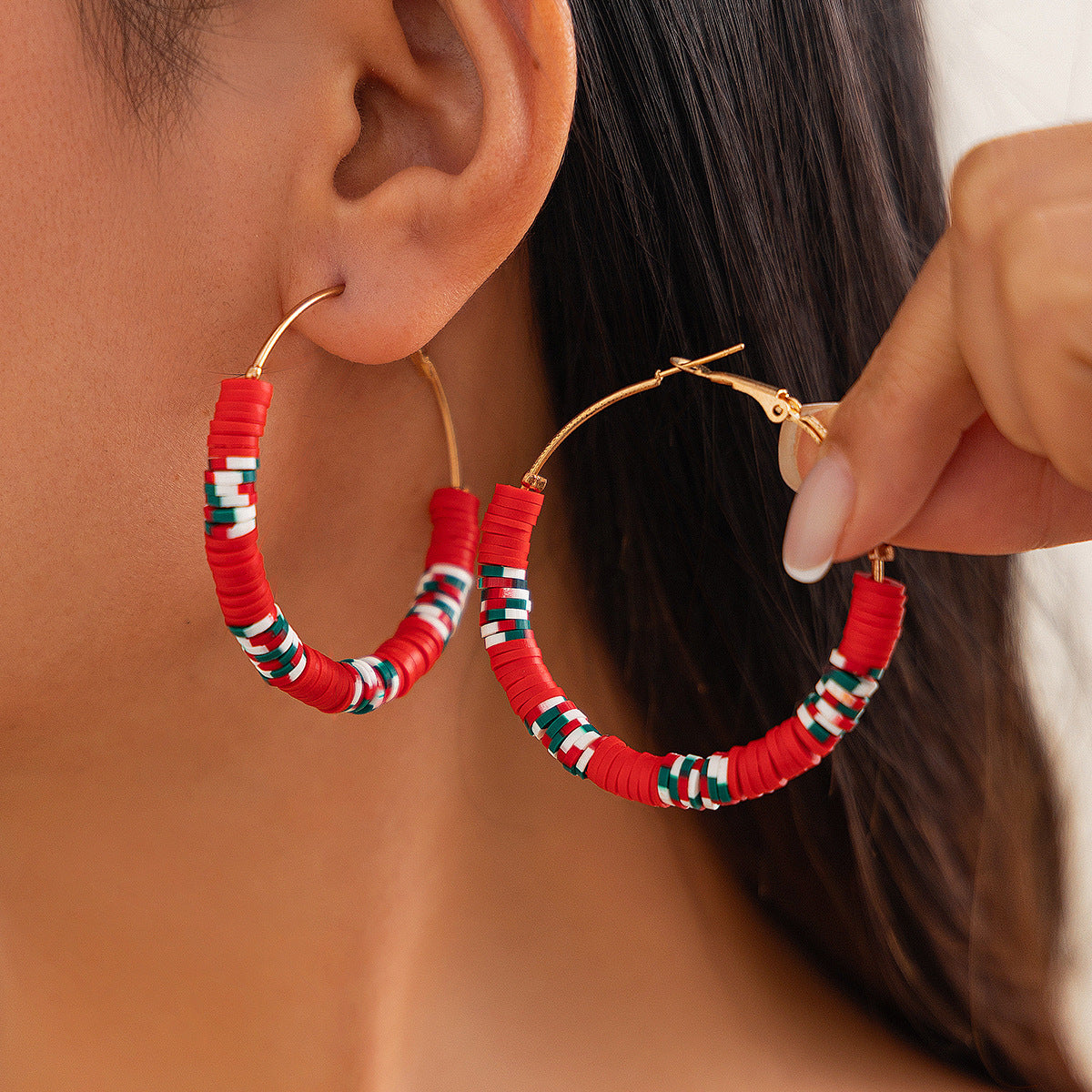 Wholesale Christmas contrasting  Hoop Earrings