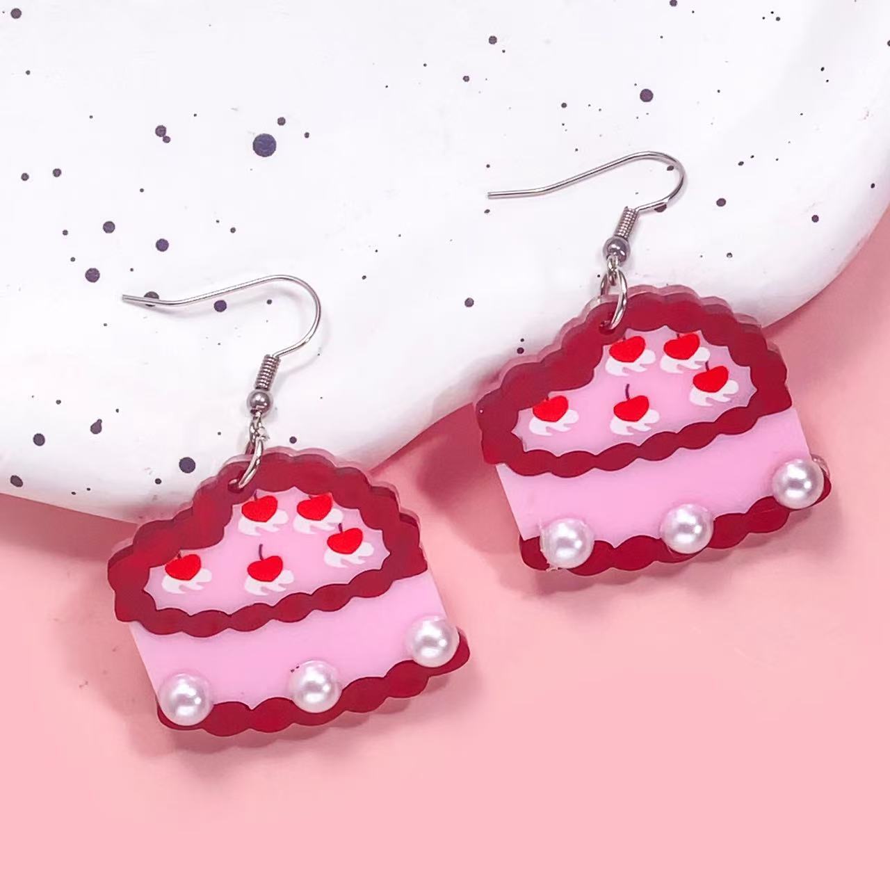 Wholesale Valentine' s Day Love Irregular Geometric Splicing Acrylic Earrings