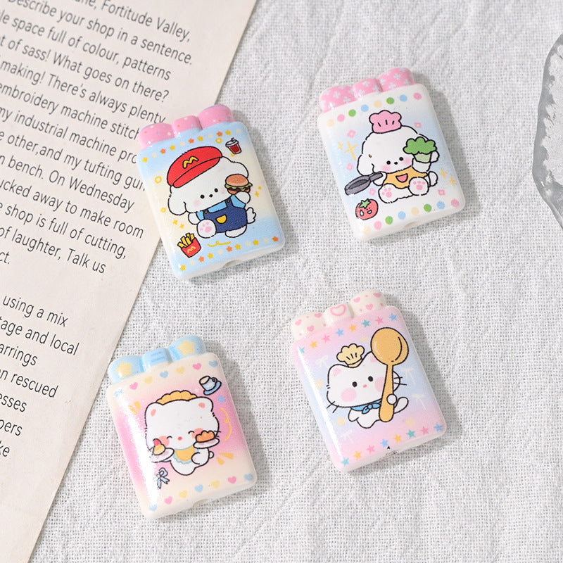 Wholesale 10pcs Double-Sided Printed Beads Cartoon Cat Acrylic Beads