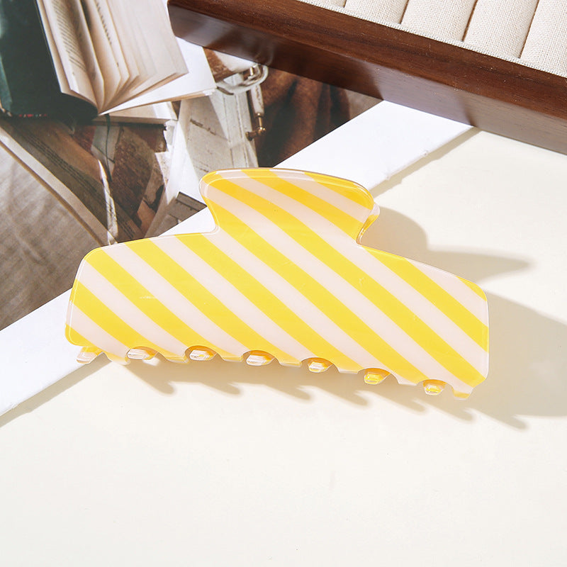 Wholesale Trendy Mermaid Blue Striped French Semicircle Hair Claw Clip For Women PVC Hair Accessory For Everyday Styling And Boutique Resale