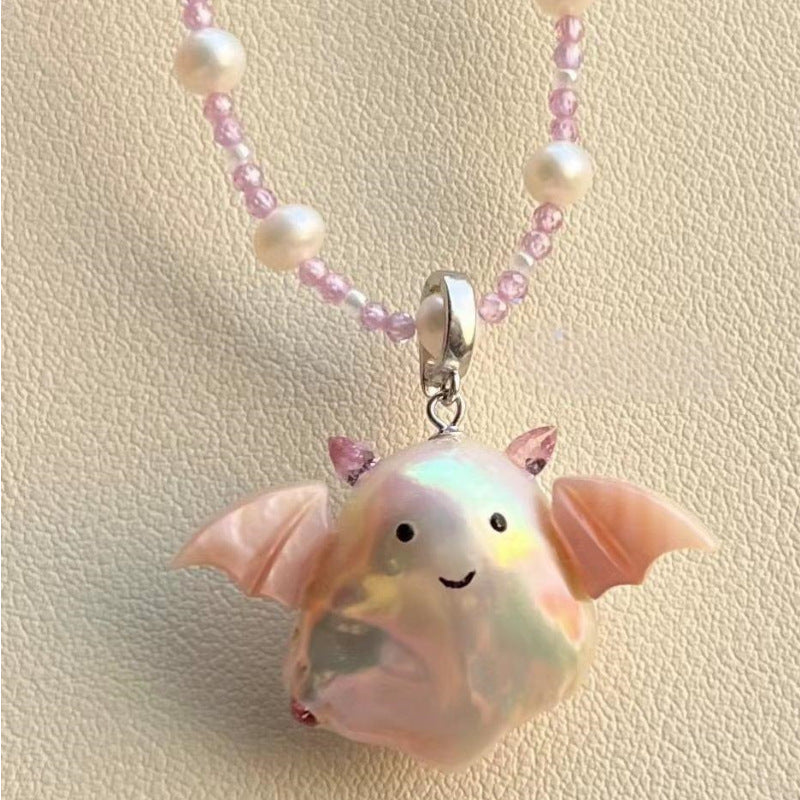 Wholesale Ocean Pearl Series Cute Pearl Fish Zircon Pendant Necklace