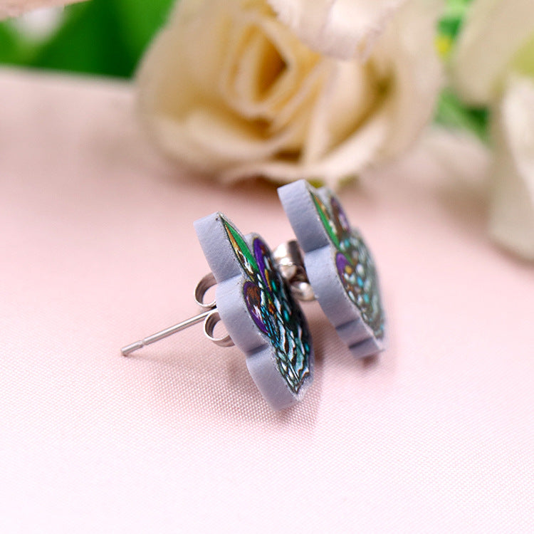 Wholesale Exaggerated Tricolor Carnival Skeleton Hand Acrylic Earrings