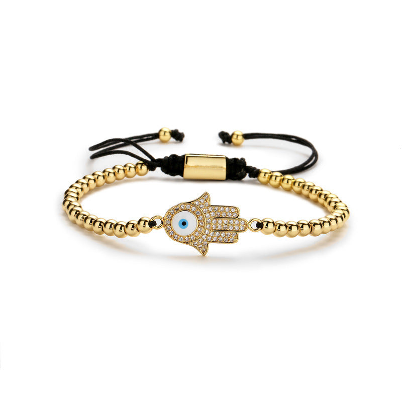 Wholesale Micropaved Zirconia Devil's Eye Braided Bracelet