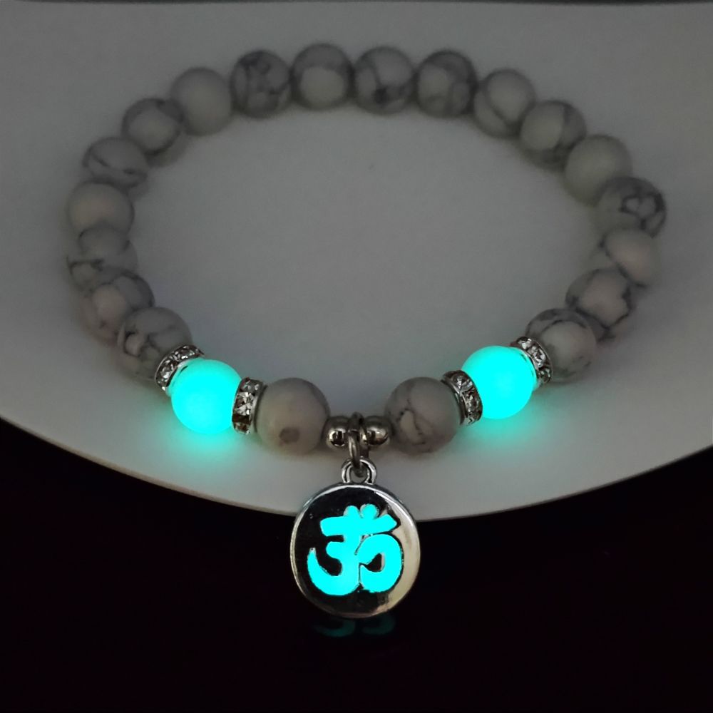 Wholesale Personalized Trendy Letters Sanskrit Luminous Pendant Elastic Bracelet