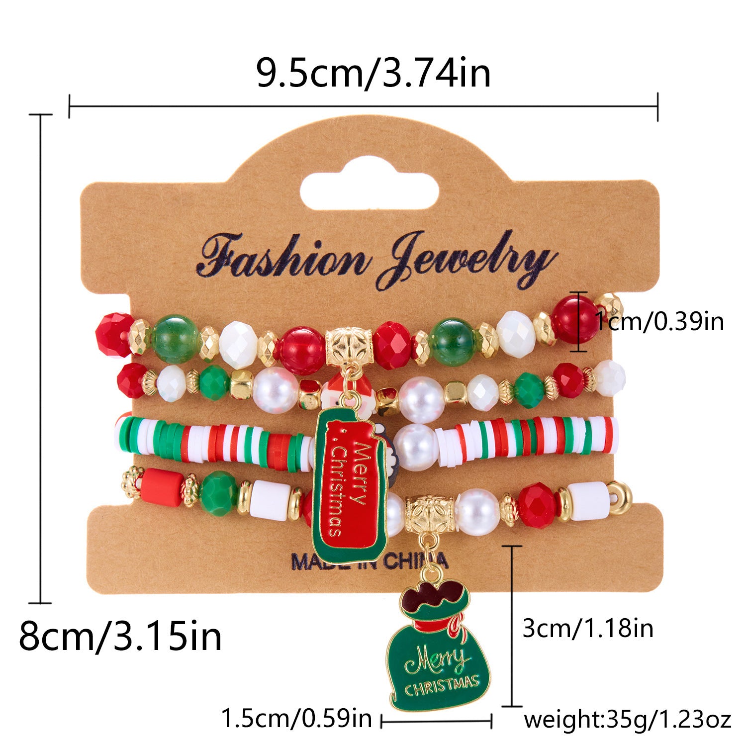 Wholesale  Christmas Colorful Acrylic Santa Elk Stretch Bracelet Christmas suit