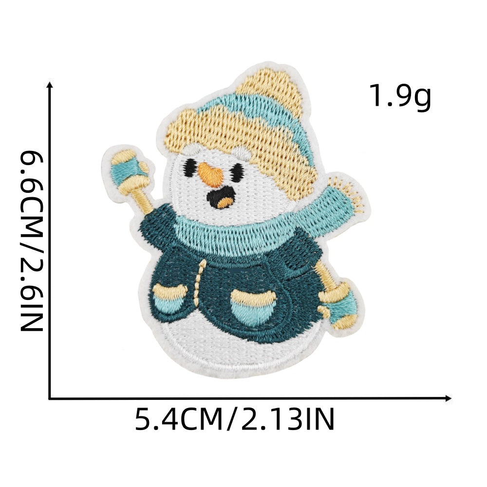Wholesale 16Pcs Christmas Embroidered Patches Snowflake Cartoon Designs Sewing Craft Supply For Socks Decorative Gift Accessory