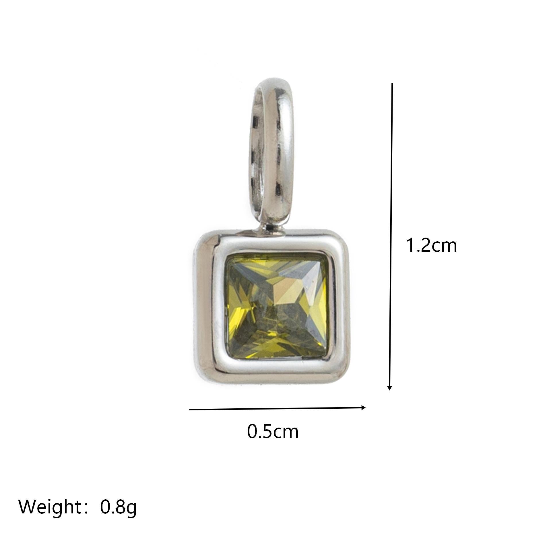 Wholesale Titanium Steel Geometric 12 Birthstone Colorful Zircon Pendant Necklace DIY Jewelry Accessory Gift For Women