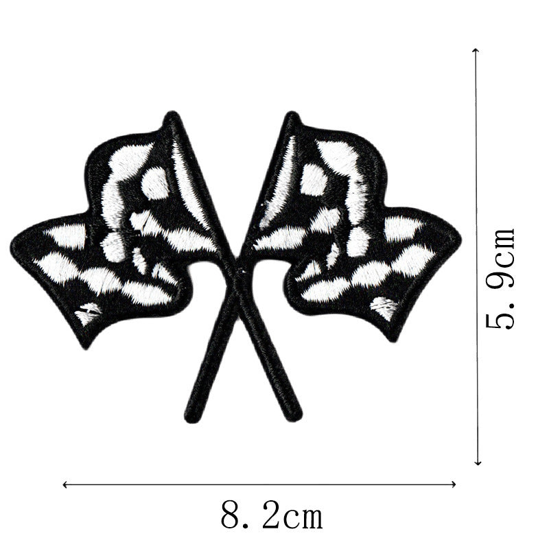 Wholesale Rock punk style embroidered crow skull flame patch