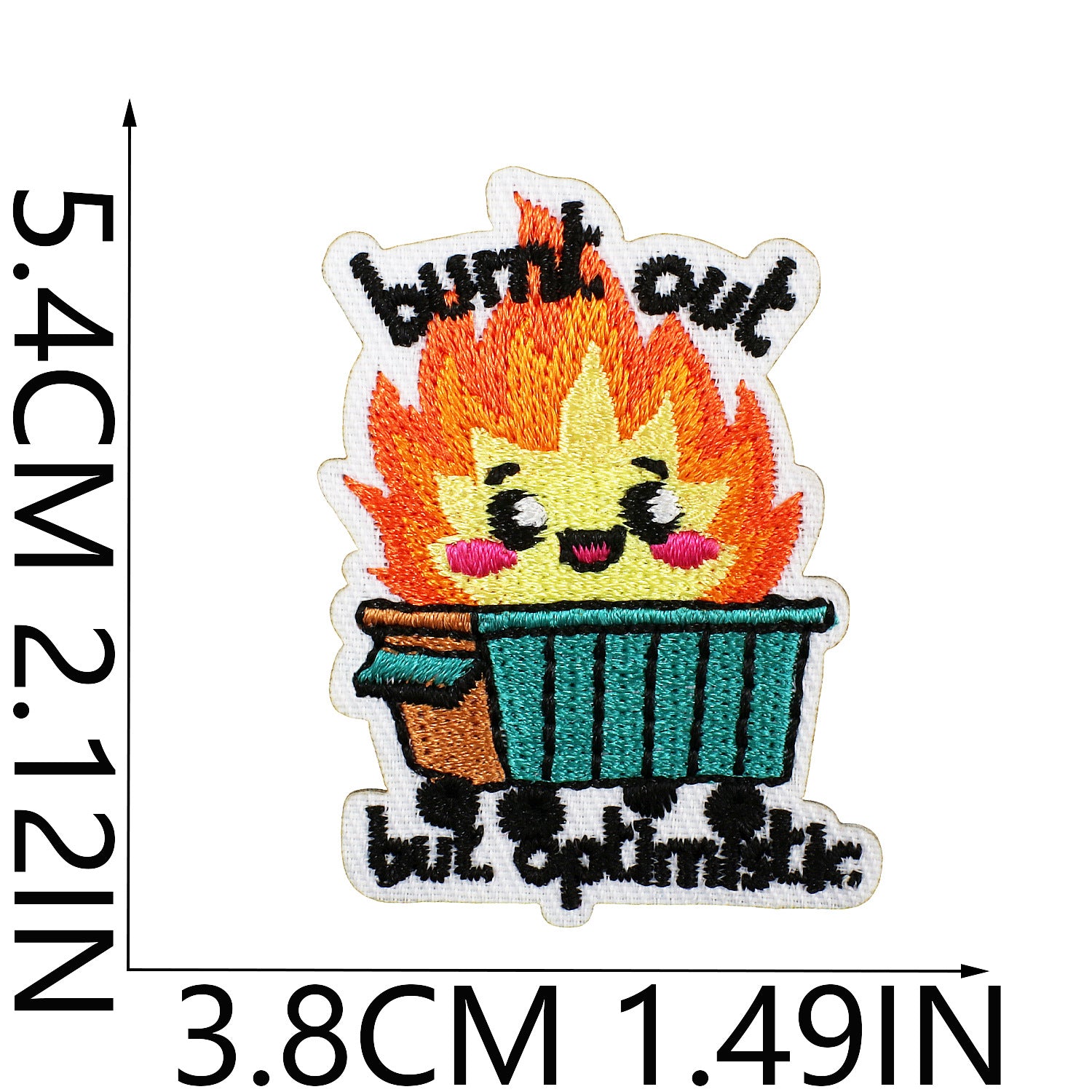 Wholesale Embroidered Polyester Patch Cartoon Box Flame English Letters Clothing Decorative Accent