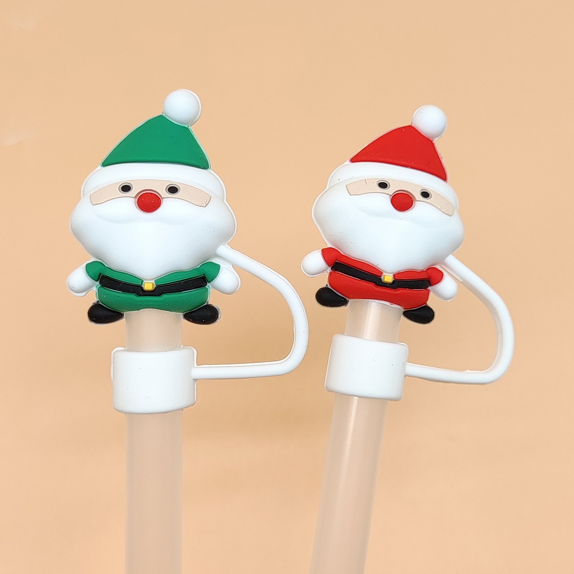Wholesale 20pcs Food Grade Silicone Straw Cover Christmas Dust Plug