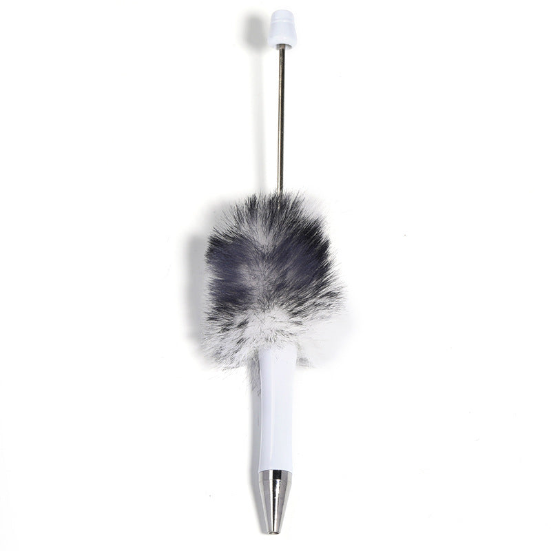 Wholesale 5pcs Creative DIY Plush Multi colored Ball Beads Plastic Rotating Ballpoint Pen