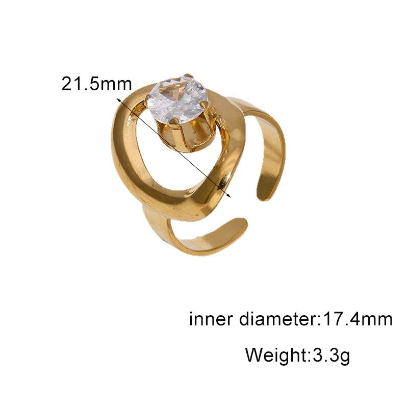 Wholesale Diamond-Set Titanium Steel Open Ring