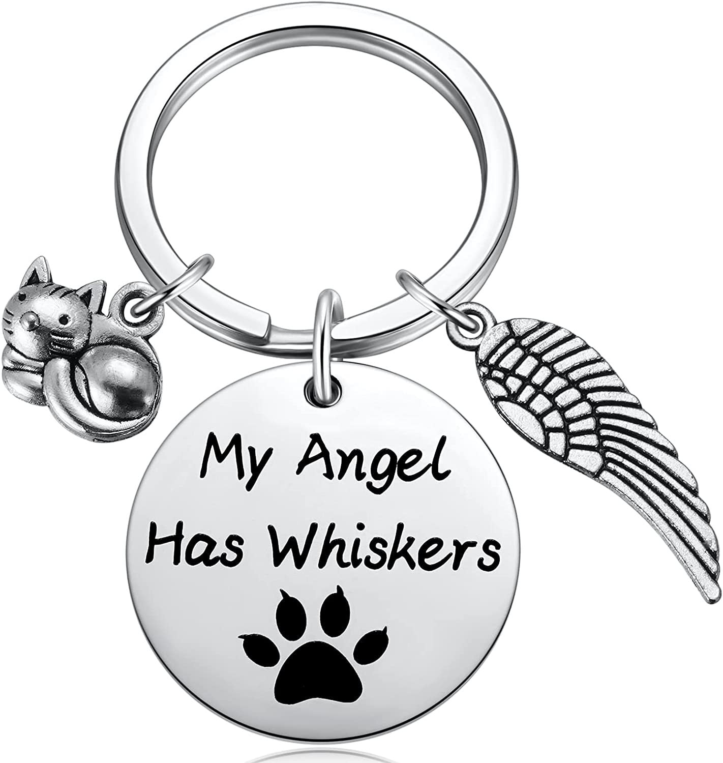 Llavero de gato de acero inoxidable al por mayor
