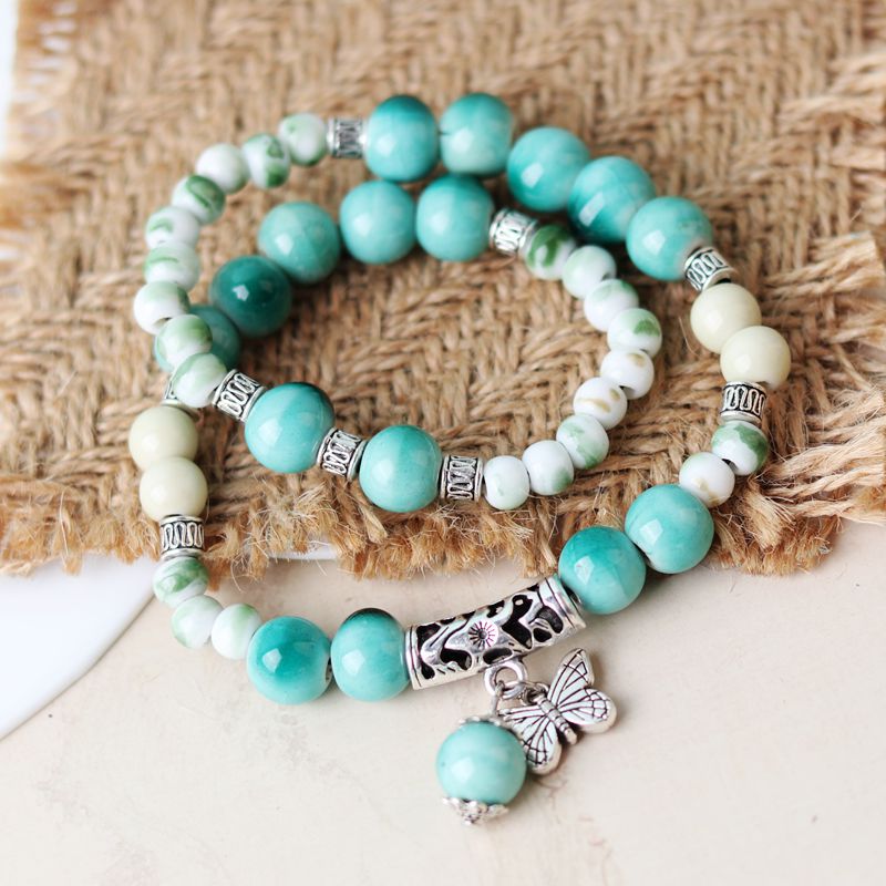 Aleación al por mayor nueva pulsera de cerámica de doble anillo de estilo chino