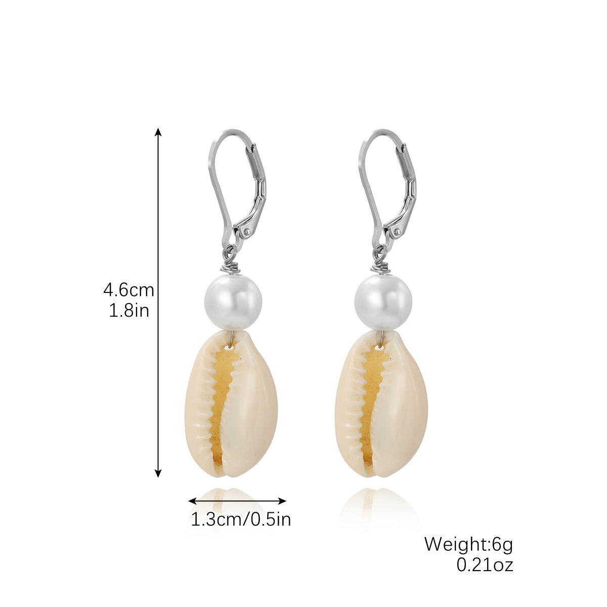 Wholesale Ocean Style Temperament Conch Natural Stone Pearl Shell Earrings