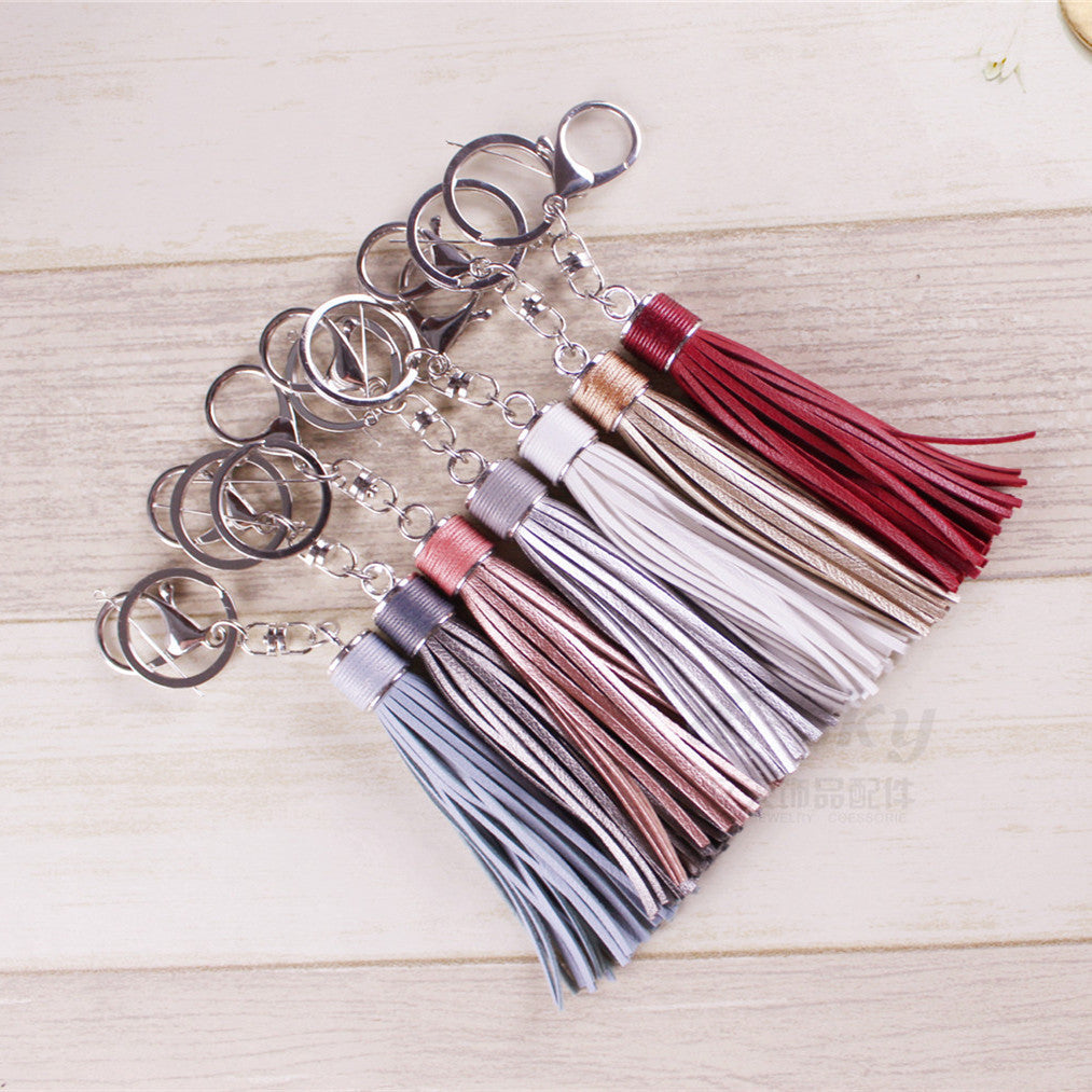 Wholesale Wax line alloy gift leather tassel car key chain  bag