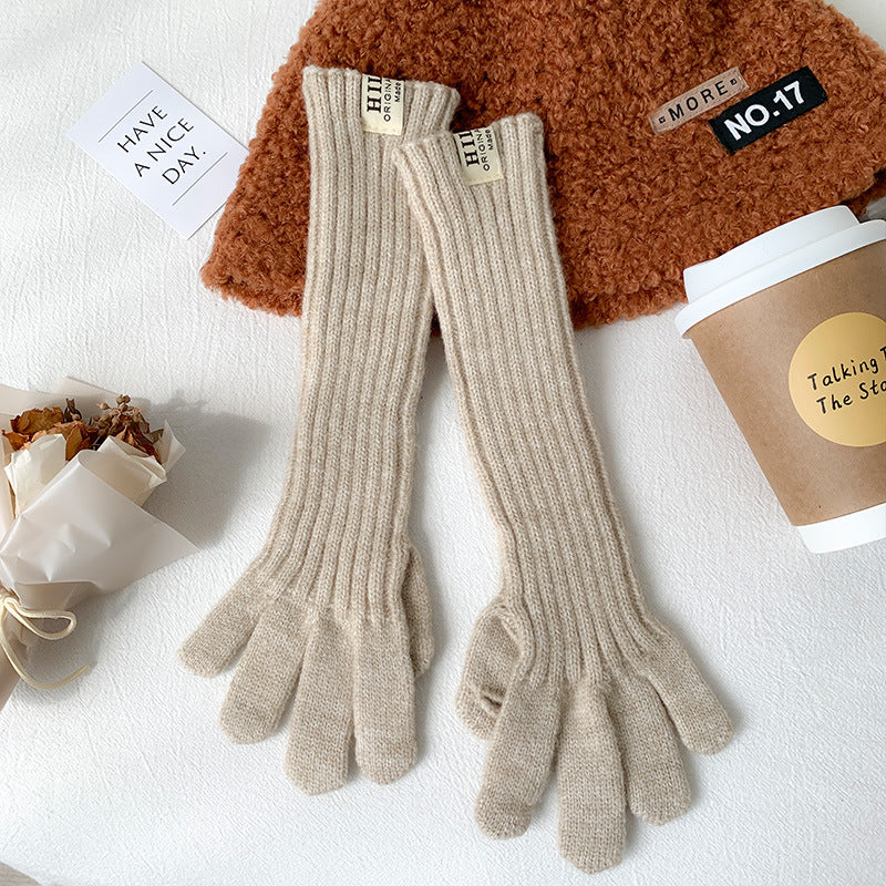 Wholesale Long Knitted Wool Cute Finger Touch Screen Gloves